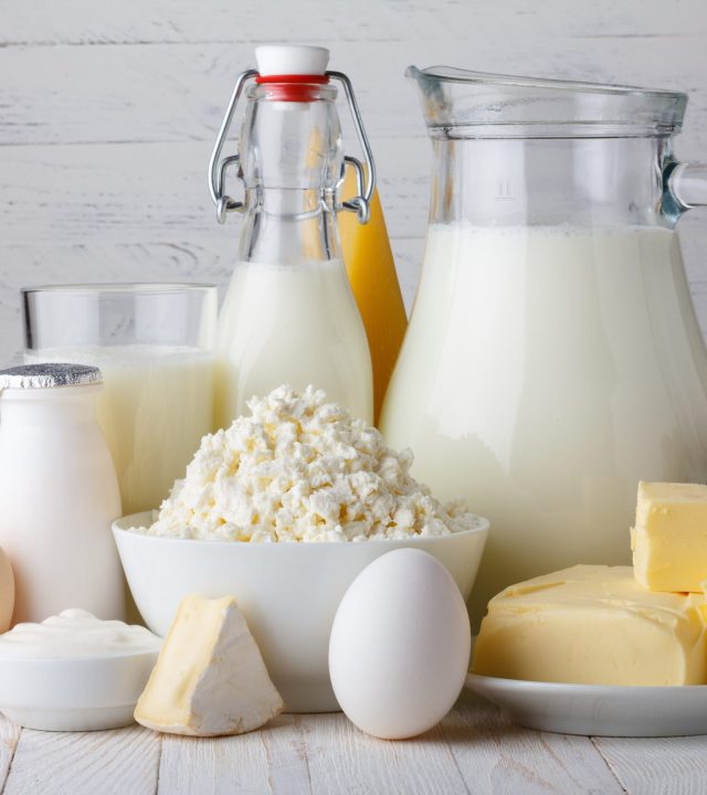 dairy products, milk, cottage cheese, eggs, yogurt